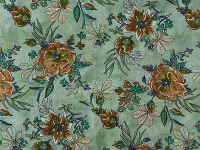 Pista Green Pure Mul Mul Kalamkari Cotton Fabric