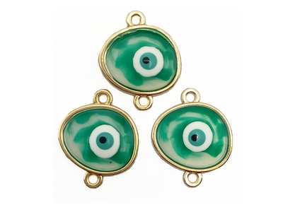 Green Rhombus Evil Eye Resin Charms