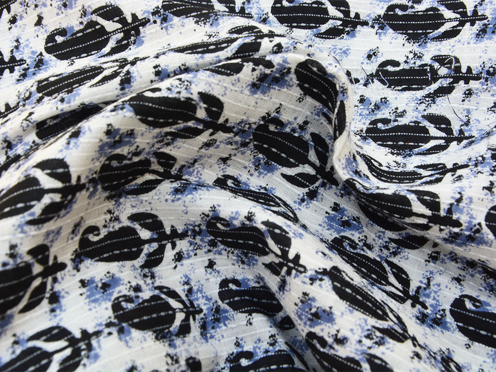 White Floral Pure Cotton Kantha Fabric