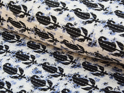 White Floral Pure Cotton Kantha Fabric