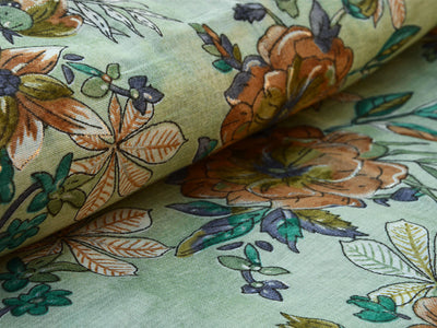 Pista Green Pure Mul Mul Kalamkari Cotton Fabric
