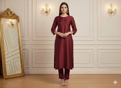 Dark Maroon Plain Bangalore Raw Silk Fabric  (Wholesale)