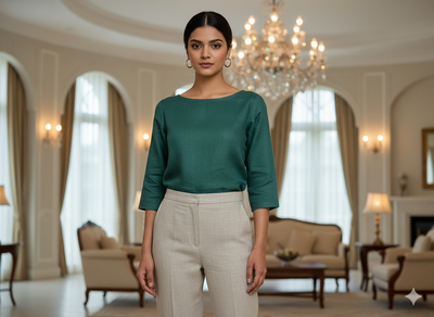 एक्रू प्लेन शुद्ध लिनन 60 ली फ़ैब्रिक