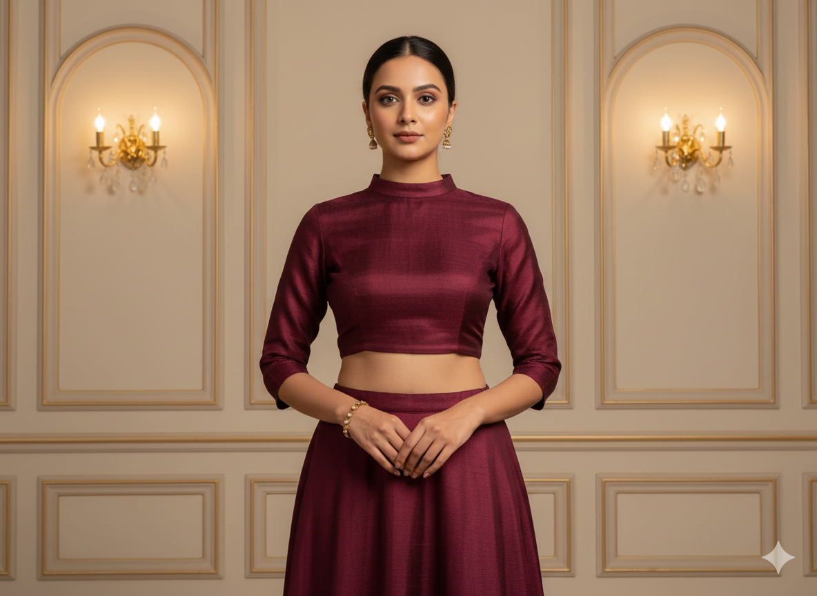 Dark Maroon Plain Bangalore Raw Silk Fabric  (Wholesale)