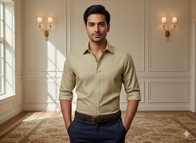 सैंड बेज प्लेन ग्लेज्ड कॉटन फ़ैब्रिक