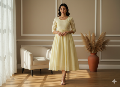 Cream Plain 100% Pure Mul Mul Cotton