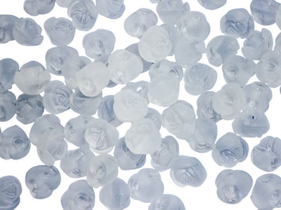 White Matte Finish Rose Shaped Acrylic Beads with Back Hole