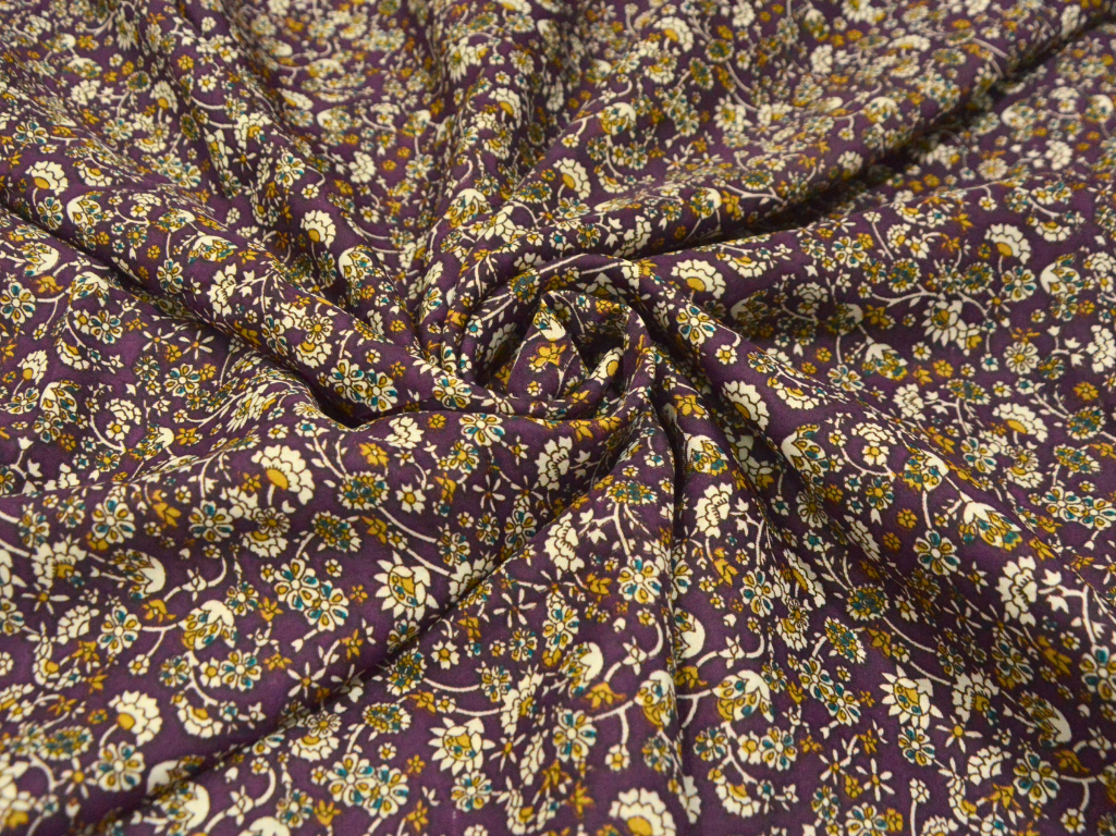 Maroon Floral Digitally Printed Butter Crepe Fabric