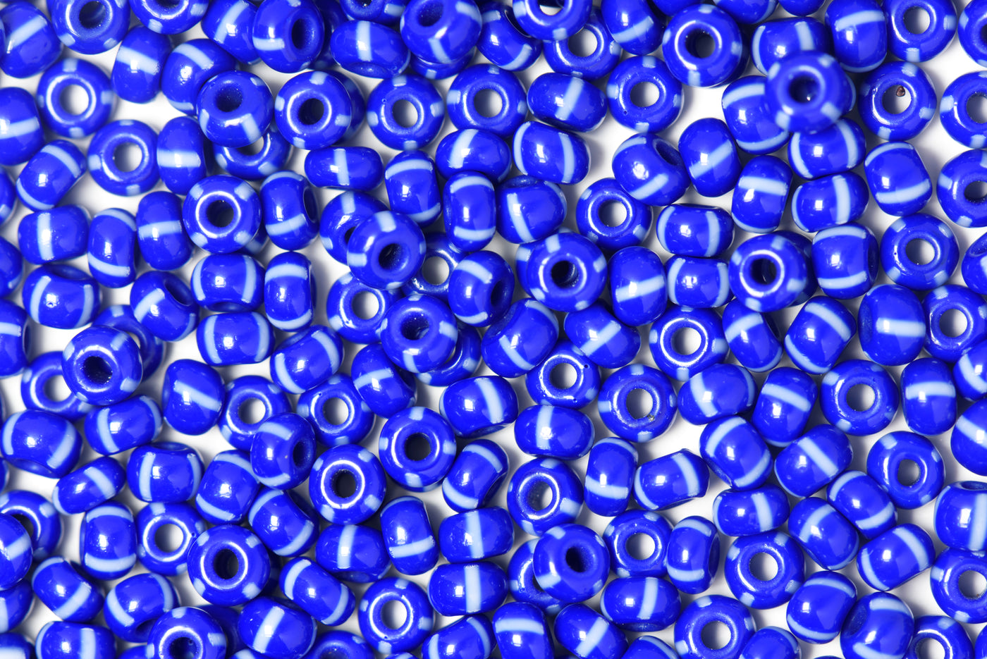 Blue & White Preciosa Stripes Seeds Beads