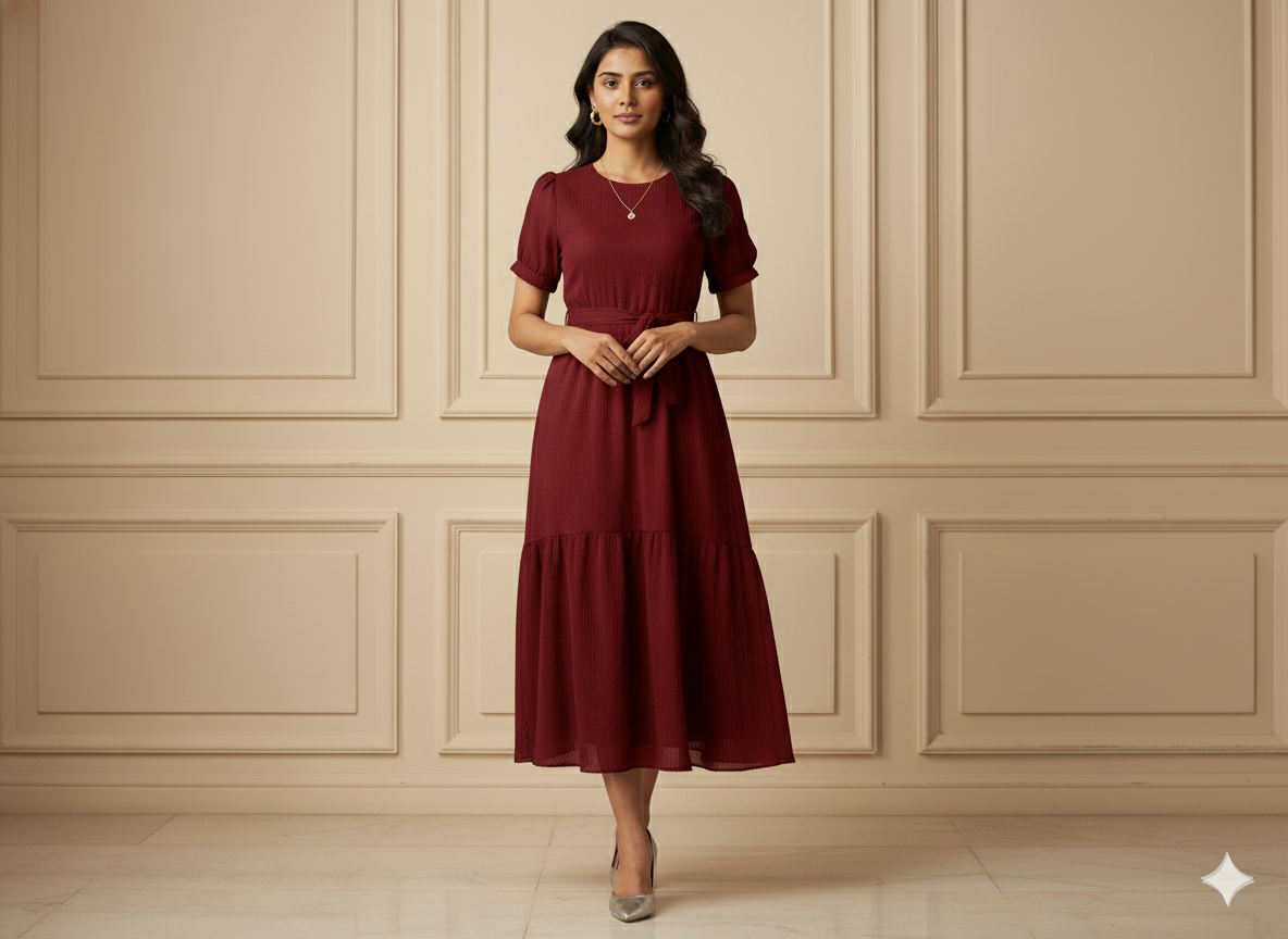 चेरी लाल सादा 60 ग्राम जॉर्जेट कपड़ा