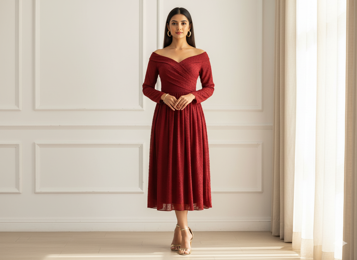 लाल सादा 60 ग्राम जॉर्जेट कपड़ा