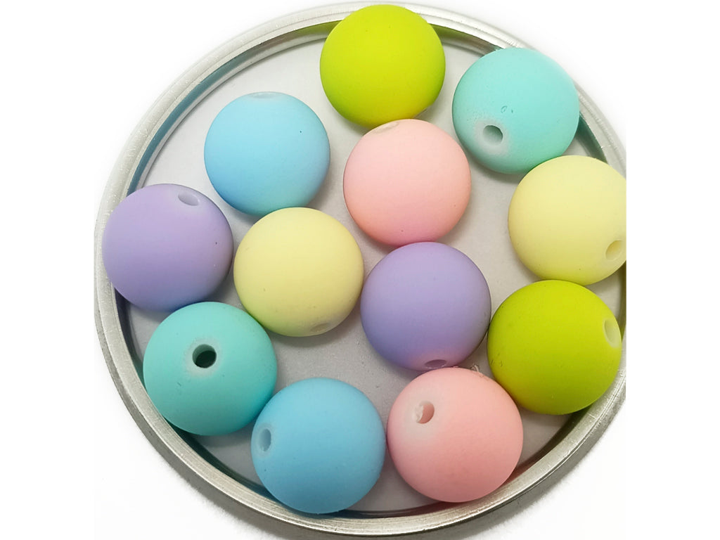 Frosted Multicolor Spherical Acrylic Beads With Centre Hole