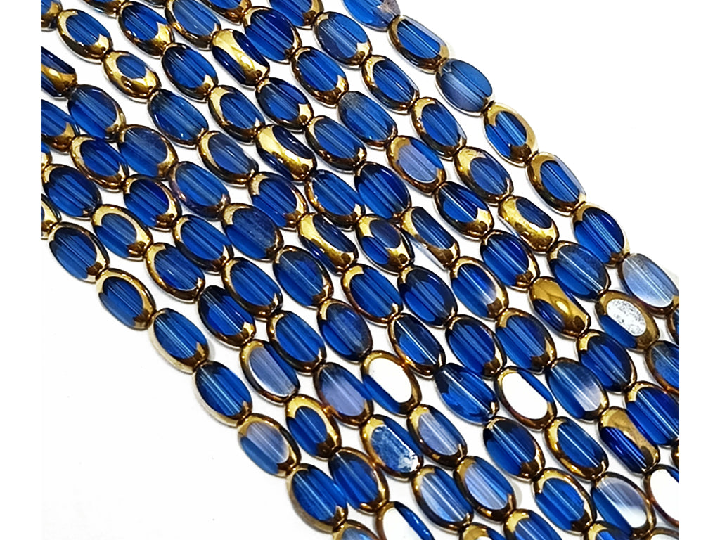 Blue Oval Glass Beads