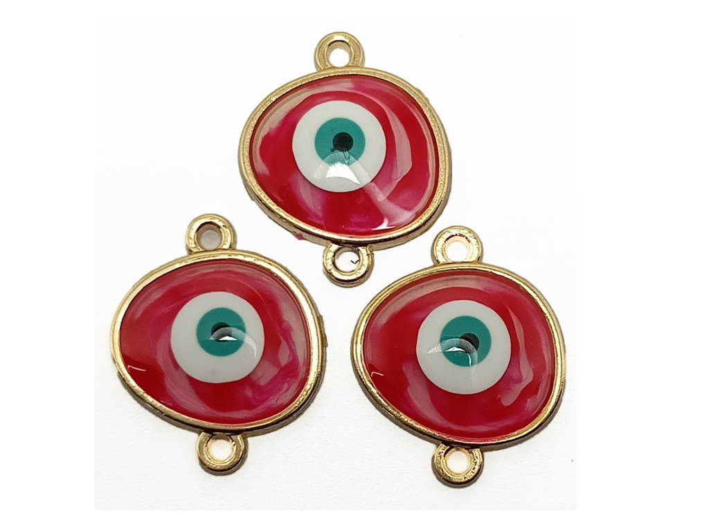 Red Oval Evil Eye Resin Charms