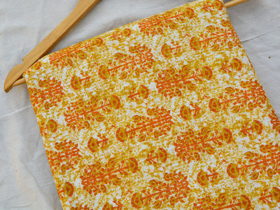 Cream Floral Pure Cotton Kantha Fabric