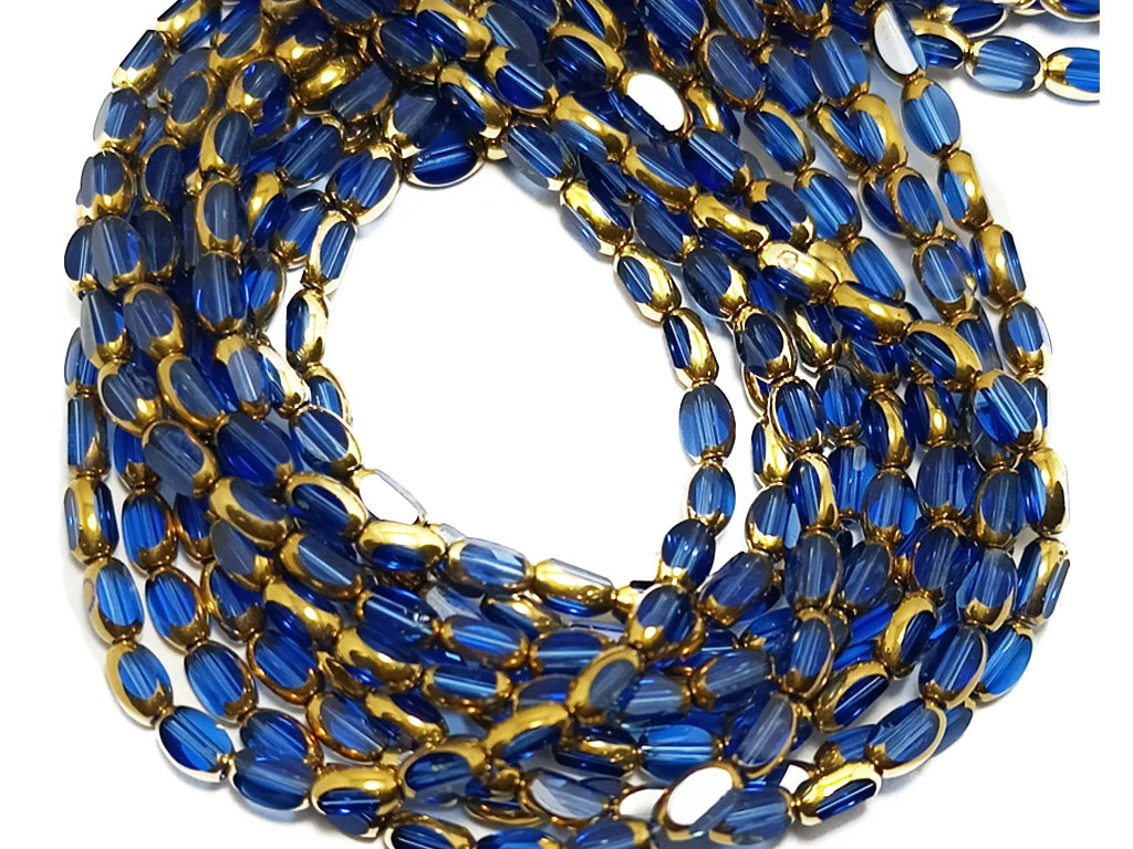 Blue Oval Glass Beads