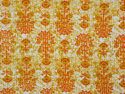Cream Floral Pure Cotton Kantha Fabric