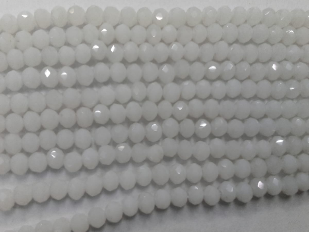 White Opaque Tyre Crystal Glass Beads (Wholesale