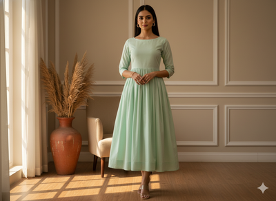 Mint Green Plain 100% Pure Mul Mul Cotton