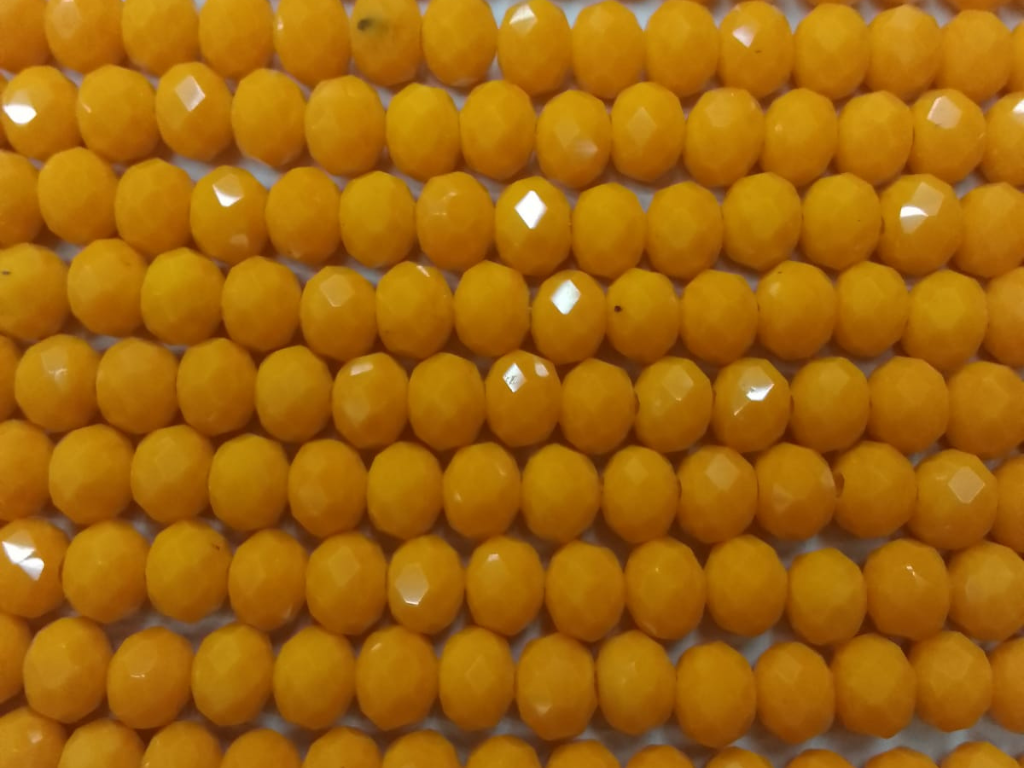 Mustard Yellow Tyre Crystal Glass Beads (Wholesale