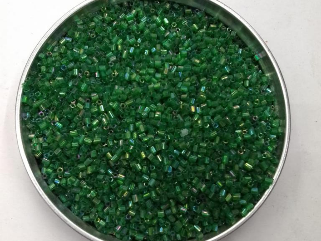 Green Rainbow 2 Cut Glass Seed Beads- 2 mm