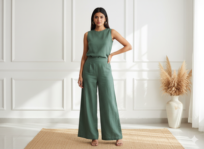 पन्ना हरा शुद्ध लिनन कपड़ा - 60 ली