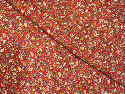 Orange  Floral Digitally Printed Butter Crepe Fabric