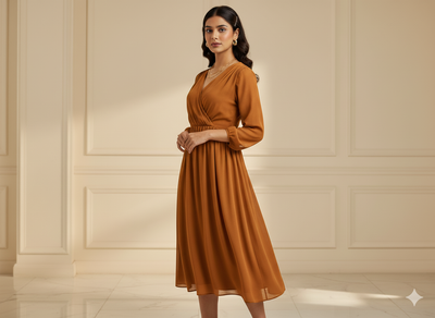 गहरा सरसों सादा 60 ग्राम जॉर्जेट कपड़ा