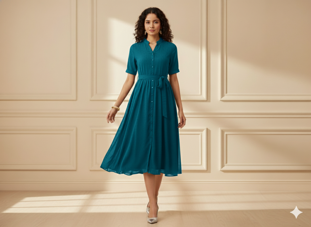 समुद्री नीला सादा 60 ग्राम जॉर्जेट कपड़ा