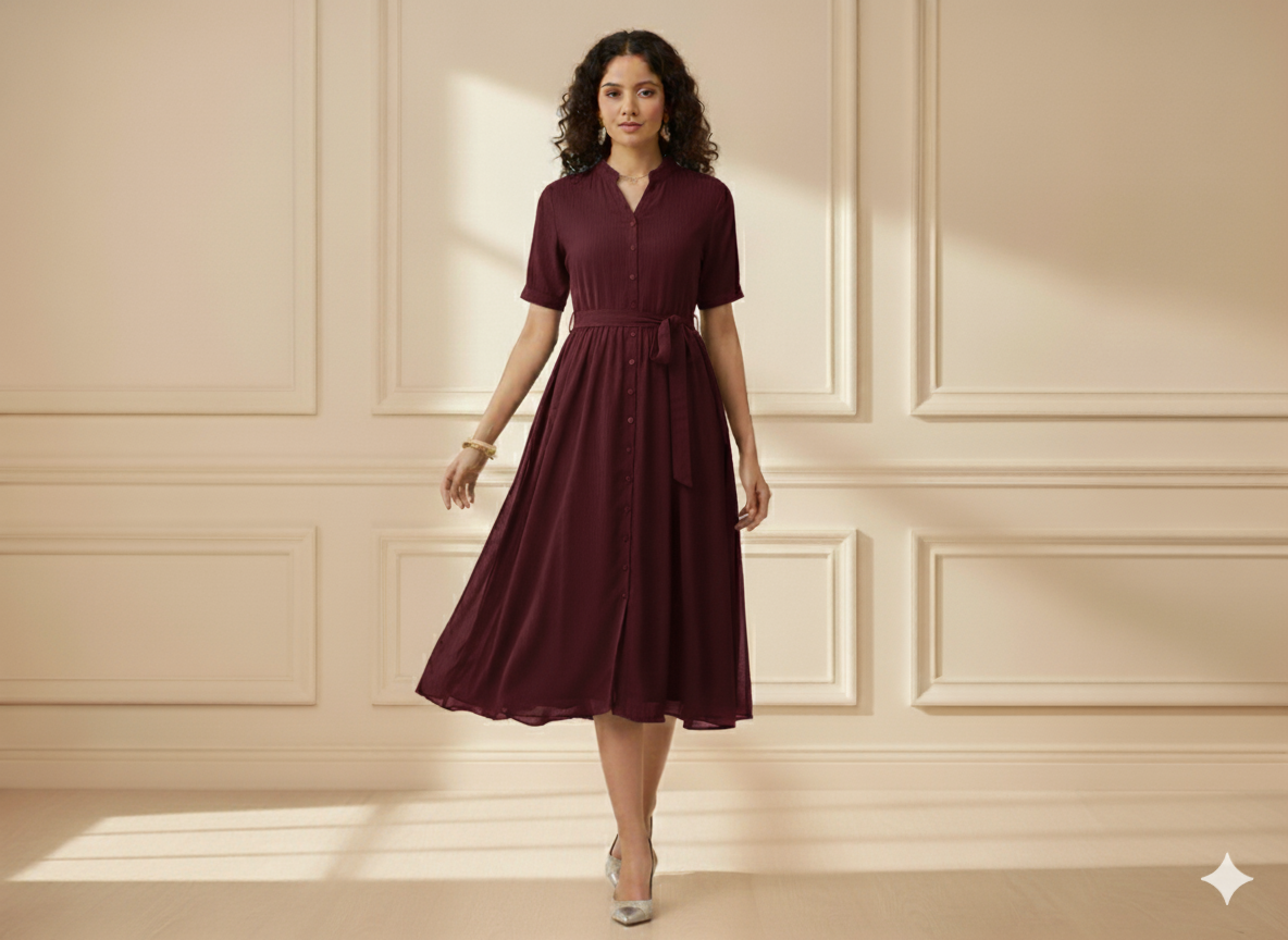 गहरा लाल सादा 60 ग्राम जॉर्जेट कपड़ा