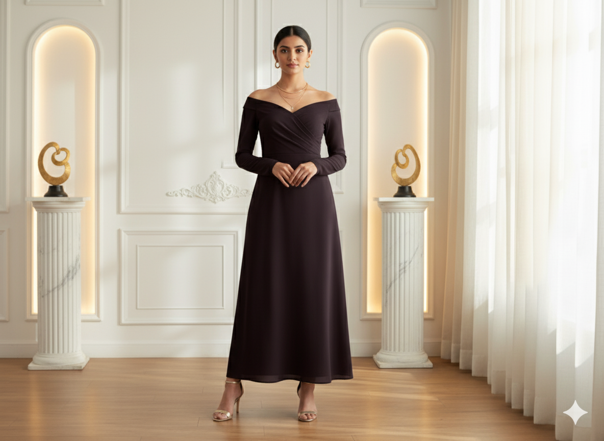 वाइन प्लेन 60 ग्राम जॉर्जेट फ़ैब्रिक