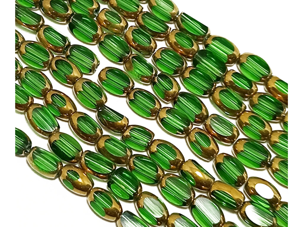 Green Oval Glass Beads