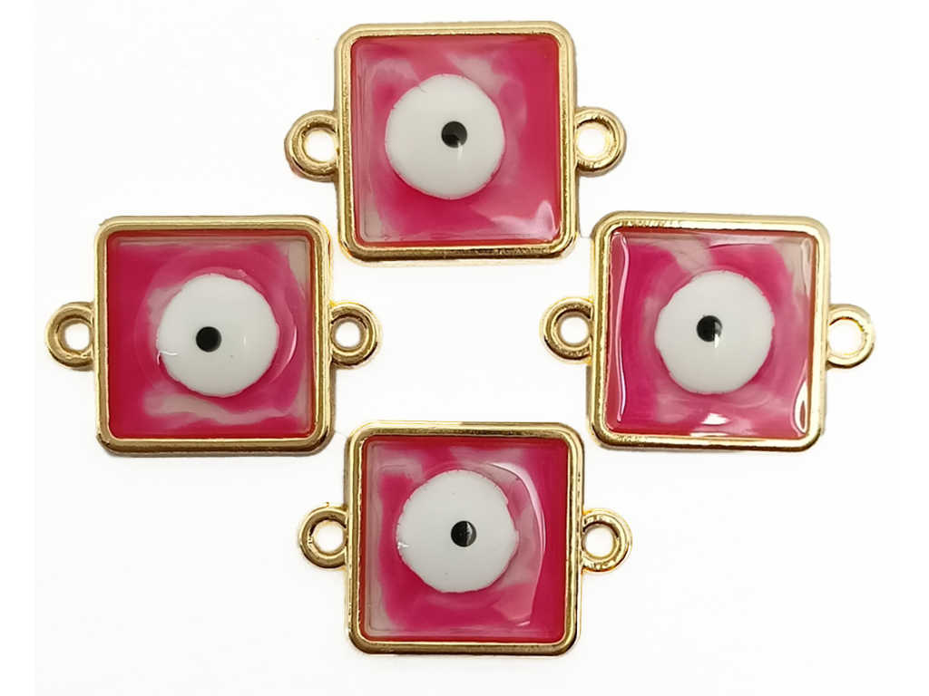 Pink Square Shape Evil Eye Resin Charms