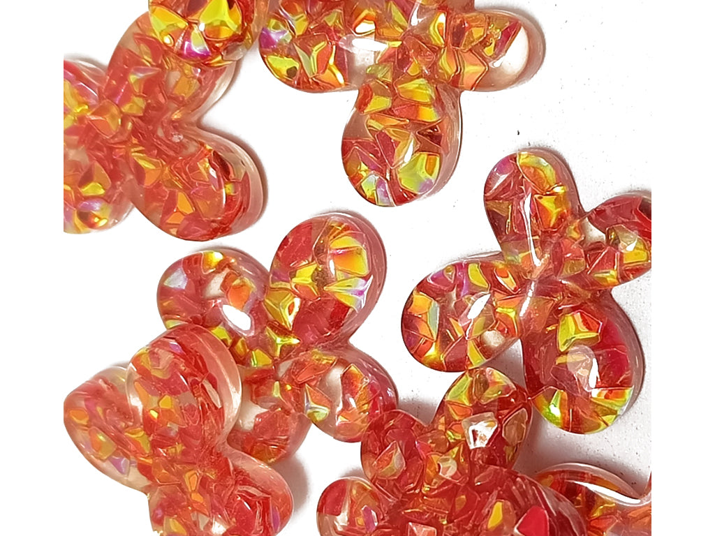 Red & Golden Butterfly Stickable Acrylic Stones