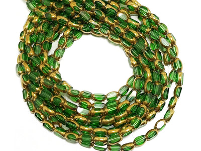 Green Oval Glass Beads