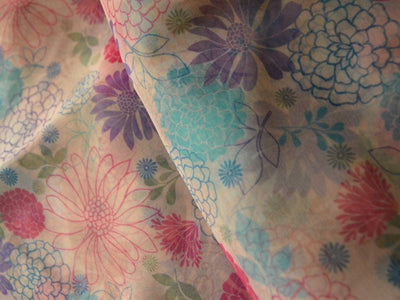 White Floral Digital Printed Liquid Organza Fabric
