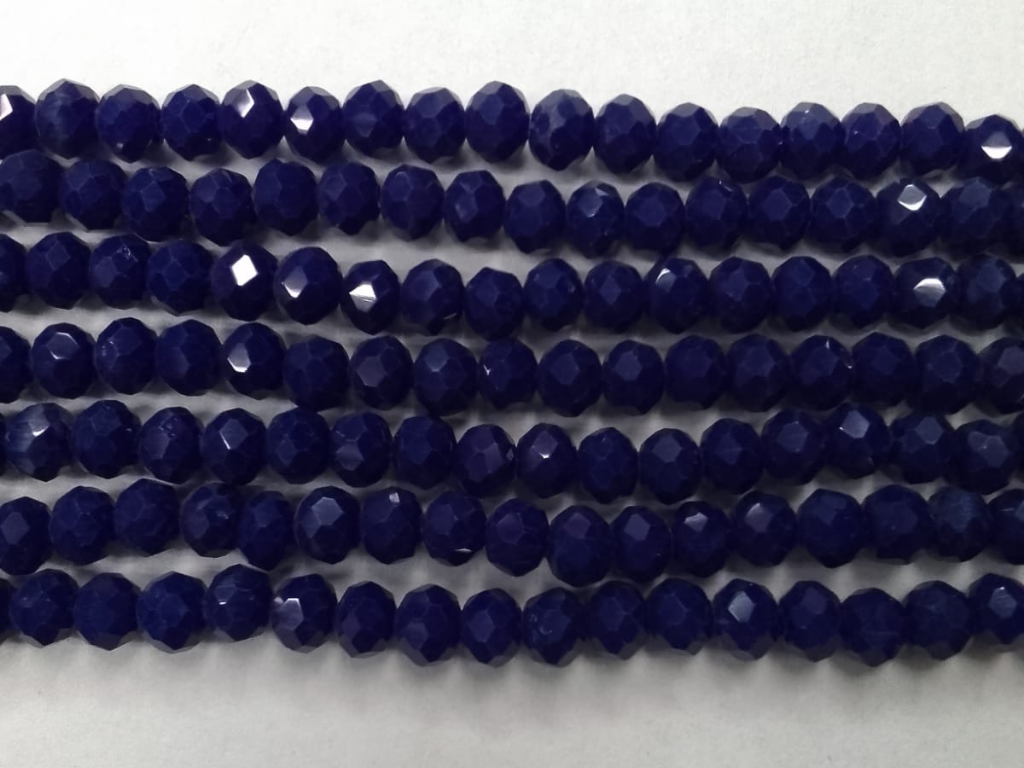 Navy Blue Tyre Crystal Glass Beads (Wholesale
