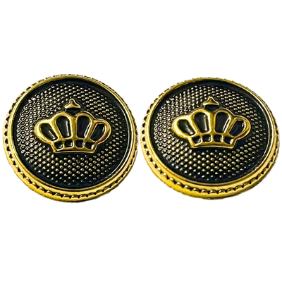 Black & Golden King’s & Queen’s Favourite Crown Design Round Shank Plastic Button Black and Golden Colour for Coat, Suit, Blazer, Sherwani, Nehru Jacket and for all Types of Clothes