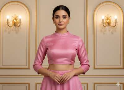 Baby Pink Plain Bangalore Raw Silk Fabric  (Wholesale)