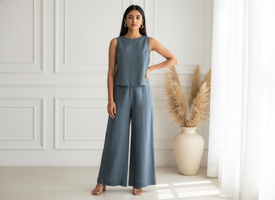 चारकोल ग्रे शुद्ध लिनन कपड़ा - 60 ली