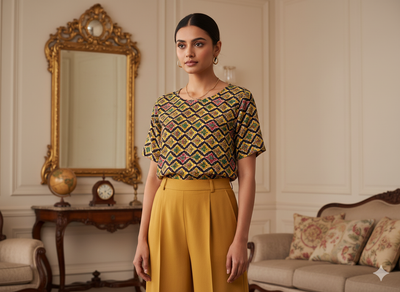 Dark Brown  Diamond Digitally Printed Butter Crepe Fabric
