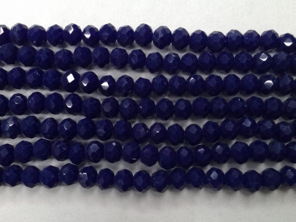 Navy Blue Tyre Crystal Glass Beads