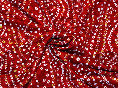 Red Traditional Bandhani Printed Pure Cotton Fabric