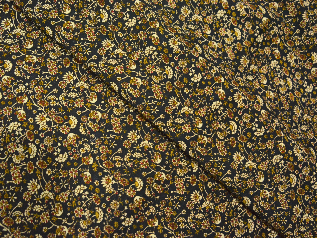 Black Floral Digitally Printed Butter Crepe Fabric