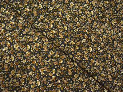 Black Floral Digitally Printed Butter Crepe Fabric