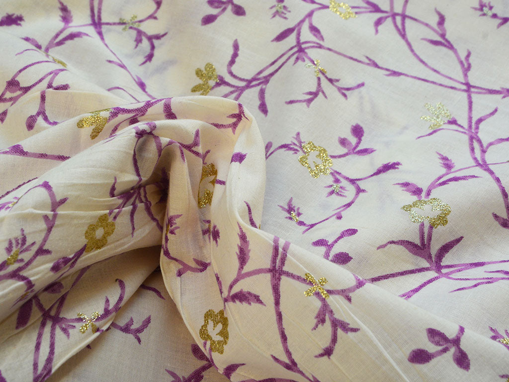 सफ़ेद पुष्प शुद्ध मुल मुल सूती कपड़े