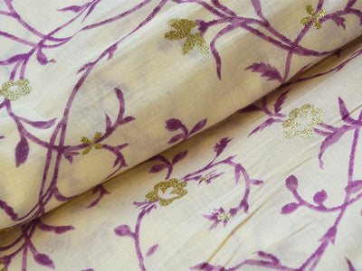 सफ़ेद पुष्प शुद्ध मुल मुल सूती कपड़े