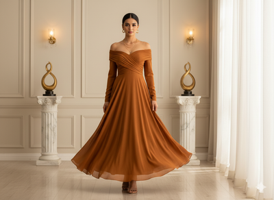 गेरू पीला सादा 60 ग्राम जॉर्जेट कपड़ा