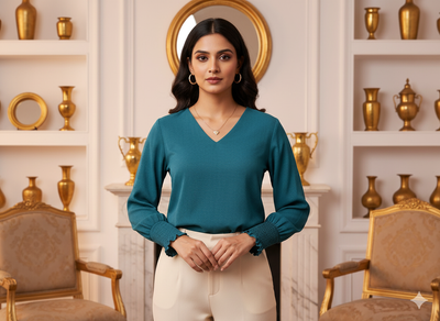 फिरोजी प्लेन 60 ग्राम जॉर्जेट कपड़ा