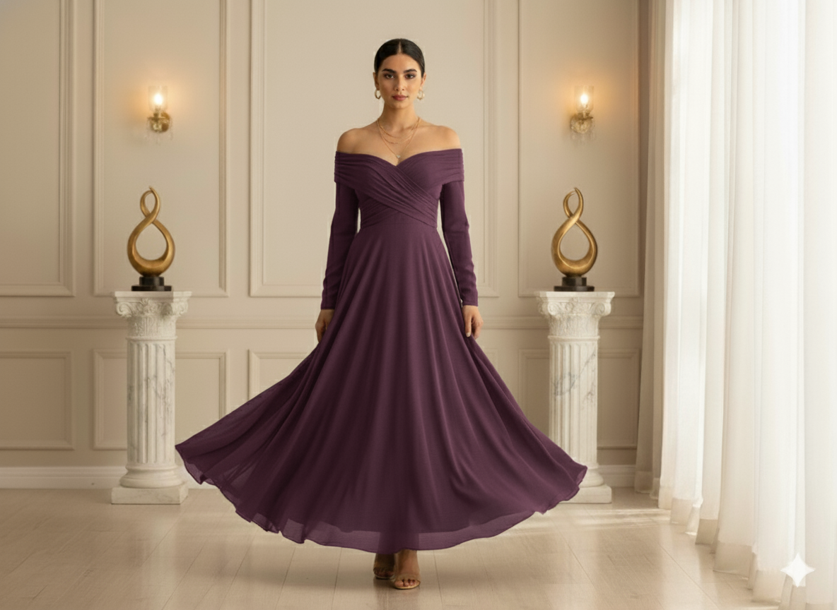 महोगनी लाल सादा 60 ग्राम जॉर्जेट कपड़ा